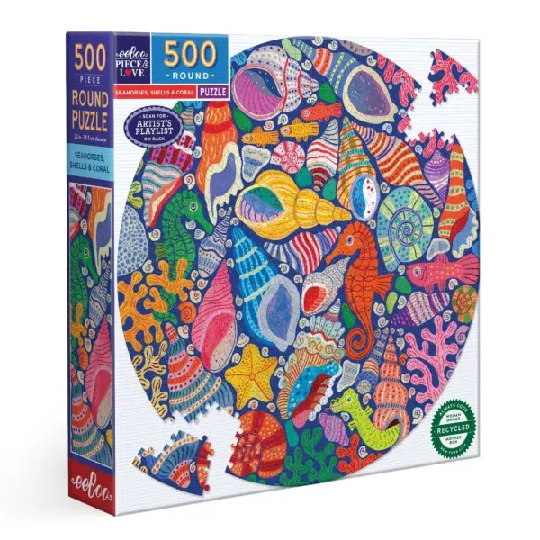 Puzzle SEAHORSES, SHELLS & CORAL - eeBoo - 500 pièces