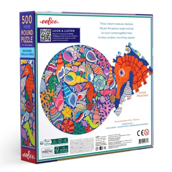 Puzzle SEAHORSES, SHELLS & CORAL - eeBoo - 500 pièces – Image 2
