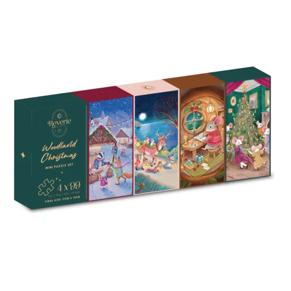Puzzle Woodland Christmas - Reverie Puzzles - 4 x 99 pièces
