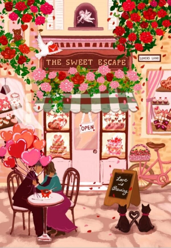 Puzzle L'Echappée Belle - Café de la Saint-Valentin – Pieces & Peace – 1000 pièces – Image 2