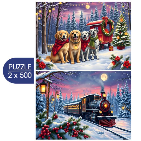Puzzle Christmas is Coming x 2 - Bluebird - 500 pièces – Image 2