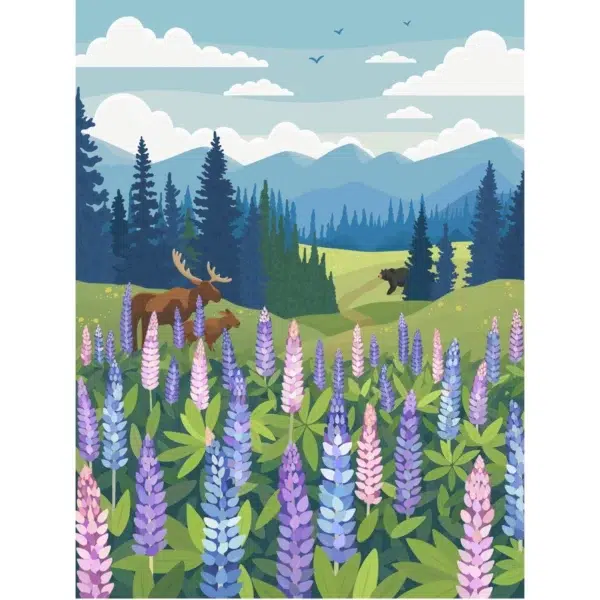 Puzzle Prairie de lupins - Villager - 1000 pièces
