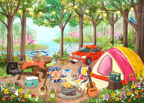 Puzzle Journée au Camping - Pieces & Peace - 500 pièces