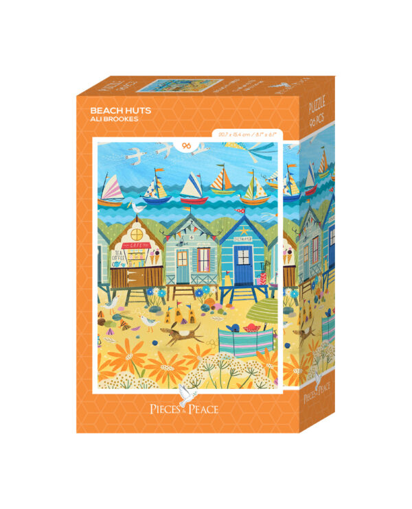 Puzzle Mini Beach Huts - Pieces & Peace - 96 pièces