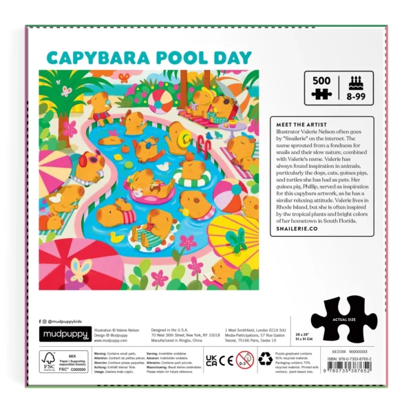 Capybara Pool Day3 Puzzle Capybara Pool Day - Mudpuppy - 500 pièces