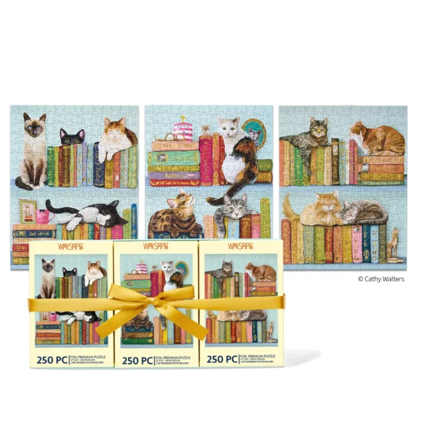 Puzzle Cats On Books - WerkShoppe - 3 x 250 pièces
