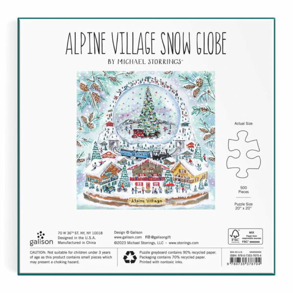 Puzzle Alpine Village Snowglobe - Galison - 500 pièces