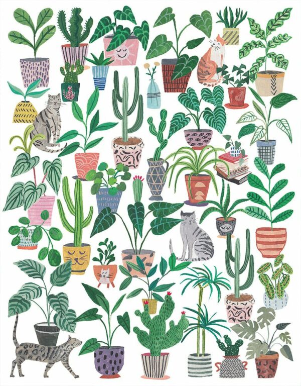 Puzzle Cats and Plants - Pieces & Peace - 500 pièces Puzzle Cats and Plants - Pieces & Peace - 500 pièces