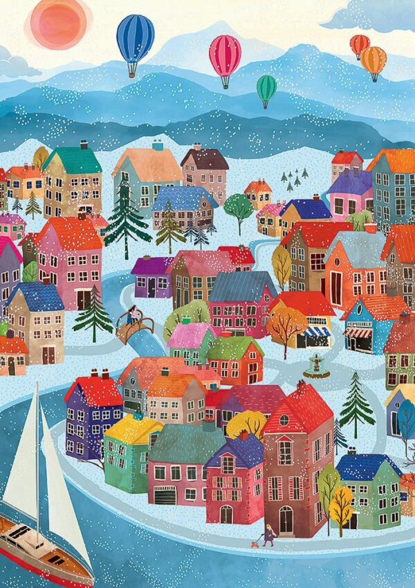 Puzzle Winter Village - Pieces & Peace - 500 pièces Puzzle Winter Village - Pieces & Peace - 500 pièces